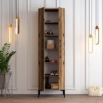 Ντουλάπι Berlin καρυδί μελαμίνη 60x35x200cm μεταλλικά πόδια ed1354 - Image 5