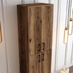 Ντουλάπι Berlin καρυδί μελαμίνη 60x35x200cm μεταλλικά πόδια ed1354 - Image 4