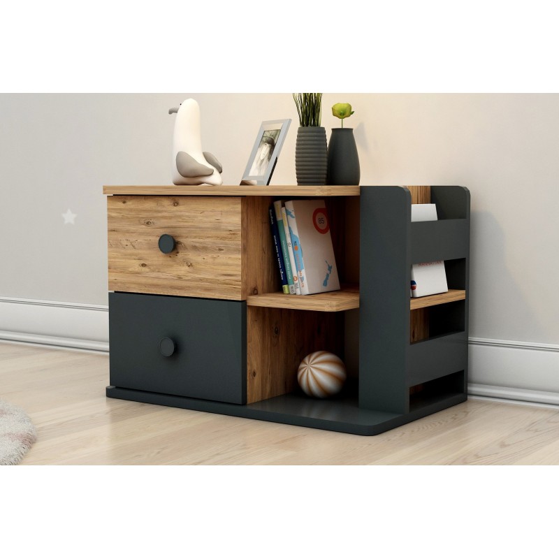 13553_0-800x800 Κομοδίνο Valerin Atlantic Pine Ανθρακί 44 6x40 3x65cm ed13553 - Image 1