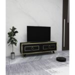 Έπιπλο tv Sonia μαύρο χρυσό χρώμα μελαμίνη 120x45x29 6cm ed13571