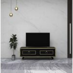 Έπιπλο tv Sonia μαύρο χρυσό χρώμα μελαμίνη 120x45x29 6cm ed13571 - Image 5