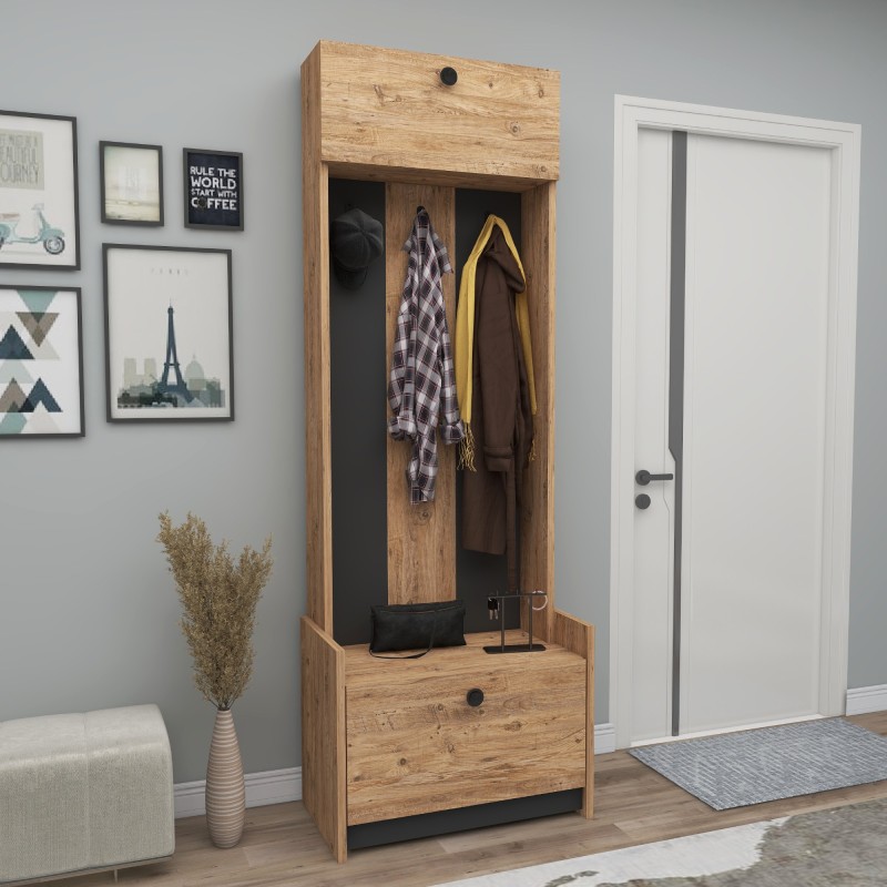 13604_0-800x800 Έπιπλο εισόδου Zela ανθρακί pine χρώμα μοριοσανίδα 60x35x172 3cm ed13604 - Image 1