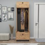 Έπιπλο εισόδου Zela ανθρακί pine χρώμα μοριοσανίδα 60x35x172 3cm ed13604 - Image 4