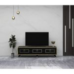Έπιπλο tv Sonia μαύρο χρυσό χρώμα μελαμίνη 150x44 6x29 6cm ed13629 - Image 5