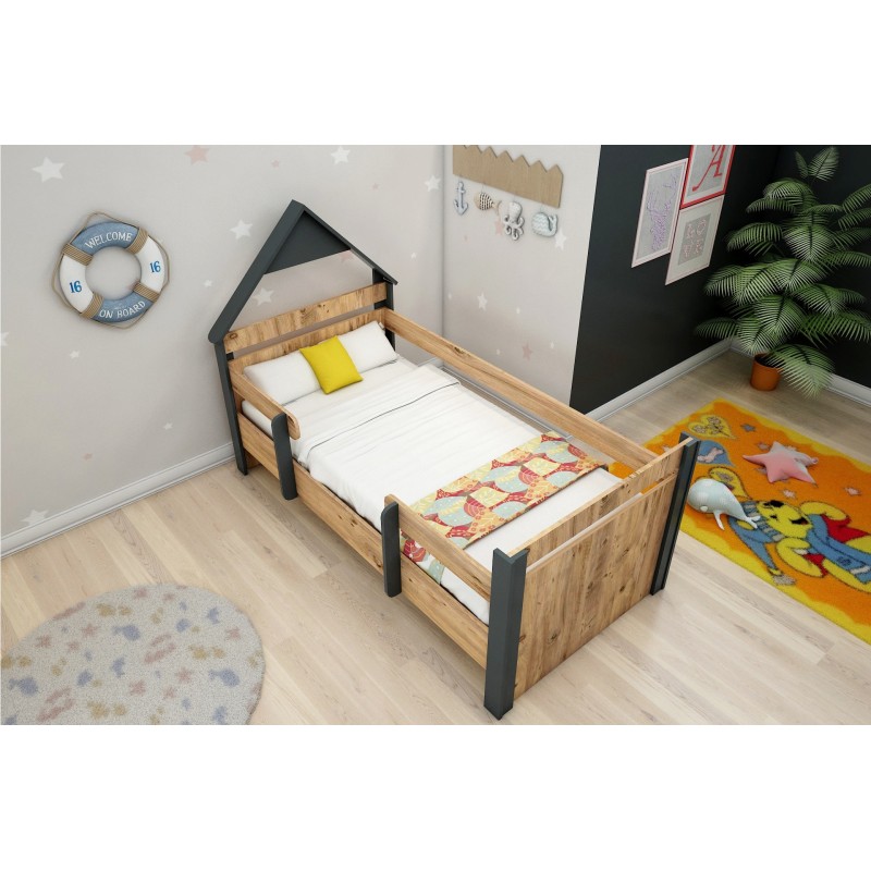 13686_0-800x800 Κρεβάτι Valerin Atlantic Pine ανθρακί μελαμίνη 133 7x109x199 6cm ed13686 - Image 1