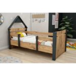 Κρεβάτι Valerin Atlantic Pine ανθρακί μελαμίνη 133 7x109x199 6cm ed13686 - Image 5