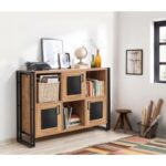 Μπουφέ Sinistra Atlantic Pine μαύρο χρώμα μελαμίνη 126x35xH89cm ed1374