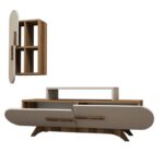 Έπιπλο τηλεόρασης Rose καρυδί κρεμ 145x36 8x49 8cm ed1378 - Image 3