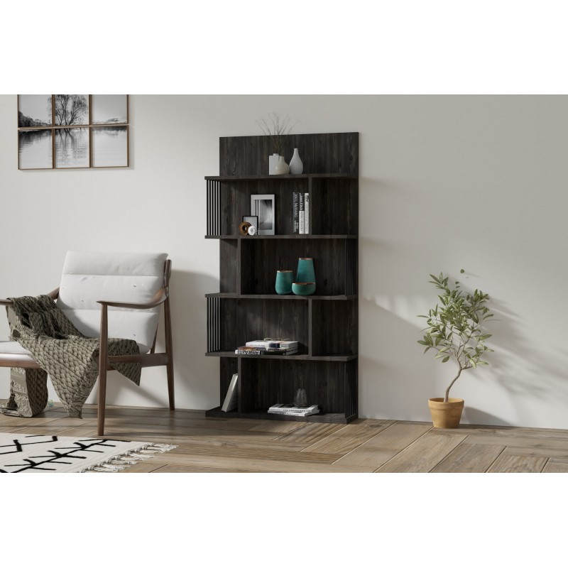 13807_0-800x800 Βιβλιοθήκη Alex ανθρακί χρώμα μελαμίνη 80x21 8x160cm ed13807 - Image 1