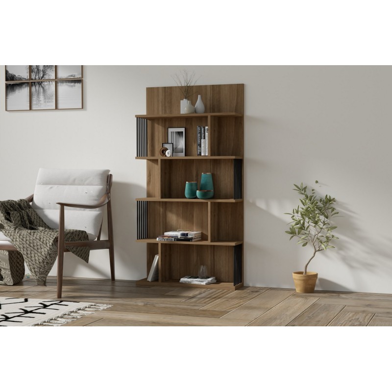 13809_0-800x800 Βιβλιοθήκη Alex καρυδί χρώμα μελαμίνη 80x21 8x160cm ed13809 - Image 1