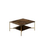 Τραπέζι σαλονιού Gold Line καρυδί μελαμίνη μεταλλικά πόδια 80x80x40εκ ed13824 - Image 3