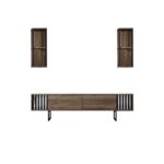 Έπιπλο tv Tricolore μαύρο καρυδί χρώμα μελαμίνη 180x30x48cm ed13831 - Image 4