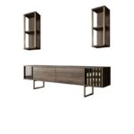 Έπιπλο tv Tricolore μαύρο καρυδί χρώμα μελαμίνη 180x30x48cm ed13833 - Image 5