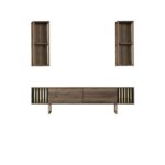 Έπιπλο tv Tricolore μαύρο καρυδί χρώμα μελαμίνη 180x30x48cm ed13833 - Image 4