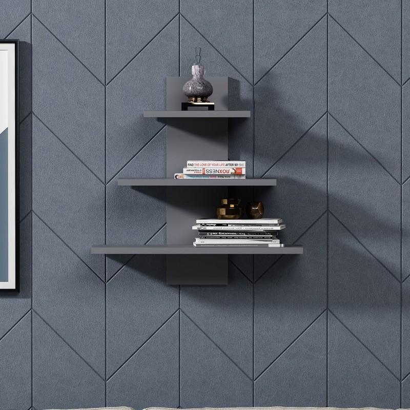 13867_0-800x800 Ράφι τοίχου Ohio ανθρακί μελαμίνη 59 6x19 4cm ed13867 - Image 1