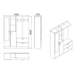 Έπιπλο εισόδου Dof atlantic pine άσπρο μελαμίνη 140x36 8x181 8εκ ed138 - Image 2