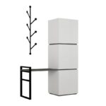 Έπιπλο εισόδου Mello άσπρο ανθρακί μελαμίνη μεταλλικά πόδια 109x39x149εκ ed1391 - Image 3