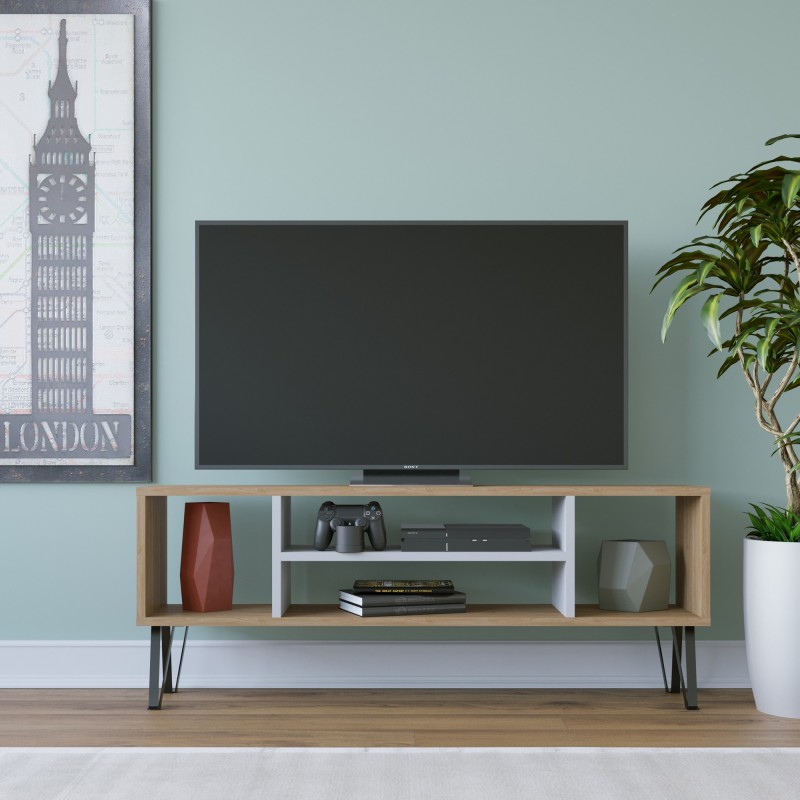 13924_0-800x800 Έπιπλο τηλεόρασης Garvin oak λευκό 120x25x46 6cm ed13924 - Image 1