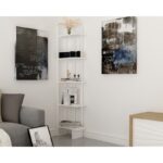 Βιβλιοθήκη Alice άσπρο μελαμίνη μεταλλικός σκελετός 45x22x180εκ ed1394