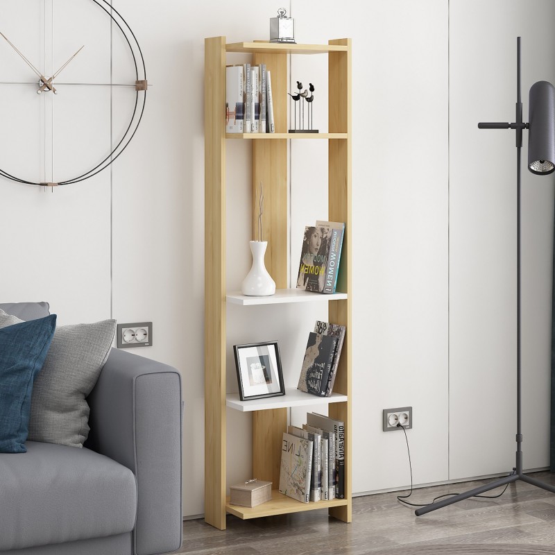 13953_0-800x800 Βιβλιοθήκη Abis Narrow oak άσπρη μελαμίνη 43 6x26 8x165cm ed13953 - Image 1