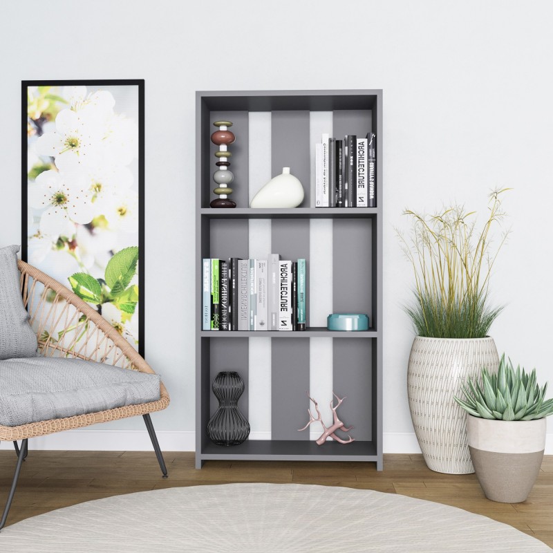 13960_0-800x800 Βιβλιοθήκη Parnell ανθρακί μελαμίνη 60x25x121 8εκ ed13960 - Image 1