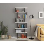 Βιβλιοθήκη Bates άσπρο σκούρο γκρι μελαμίνη 60x19 6x160εκ ed13965