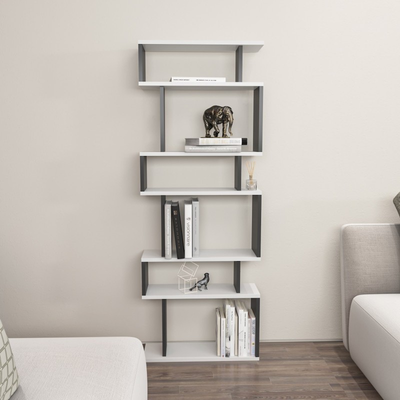 13967_0-800x800 Βιβλιοθήκη Bates άσπρο ανθρακί μελαμίνη 60x19 6x160εκ ed13967 - Image 1