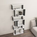 Βιβλιοθήκη Bates άσπρο ανθρακί μελαμίνη 60x19 6x160εκ ed13967 - Image 5