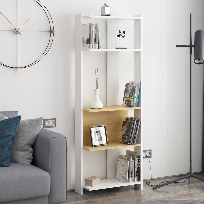 13974_0-800x800 Βιβλιοθήκη Abis Wide άσπρη oak μελαμίνη 58 6x26 8x165cm ed13974 - Image 1