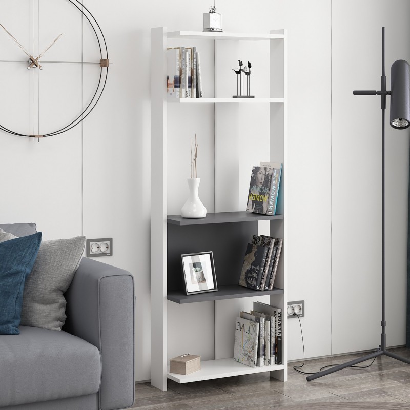 13975_0-800x800 Βιβλιοθήκη Abis Wide άσπρη ανθρακί μελαμίνη 58 6x26 8x165cm ed13975 - Image 1