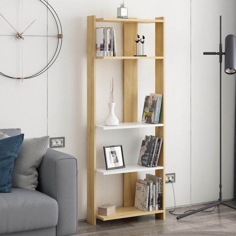 13977_0-800x800 Βιβλιοθήκη Abis Wide oak άσπρη μελαμίνη 58 6x26 8x165cm ed13977 - Image 1