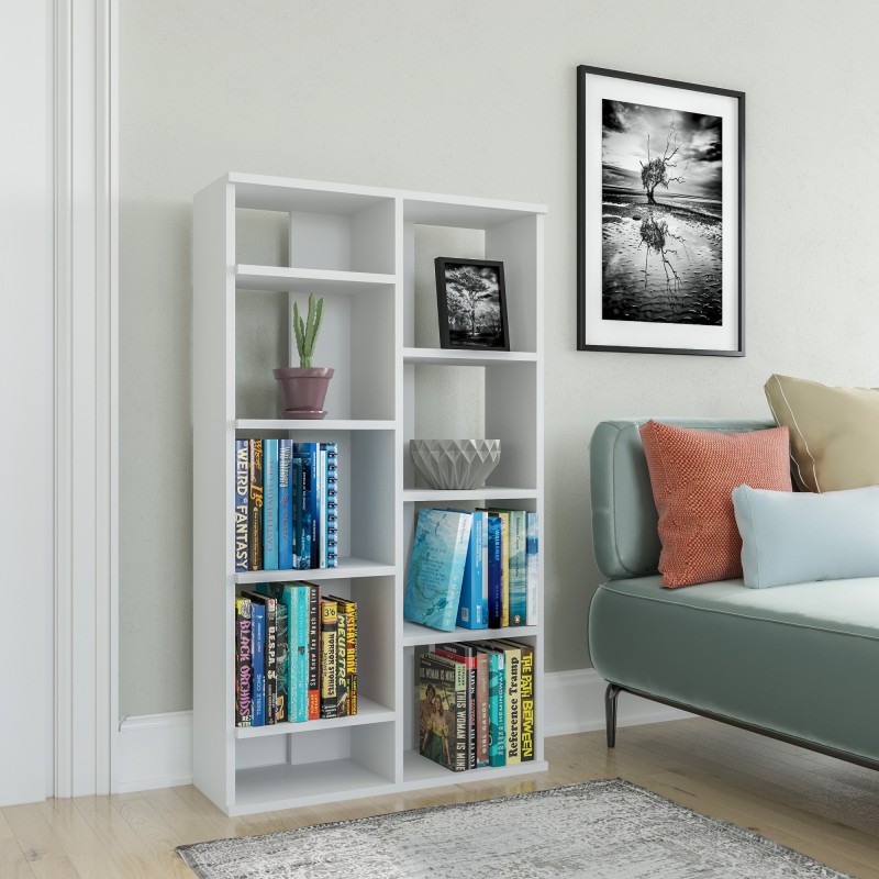 13996_0-800x800 Βιβλιοθήκη Keota άσπρο μελαμίνη 72x25x123 6εκ ed13996 - Image 1