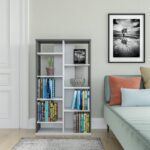 Βιβλιοθήκη Keota άσπρο ανθρακί μελαμίνη 72x25x123 6εκ ed14003