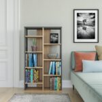 Βιβλιοθήκη Keota δρυς ανθρακί μελαμίνη 72x25x123 6εκ ed14005