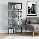 Βιβλιοθήκη Langdon ανθρακί oak μελαμίνη 72x25x161cm ed14022