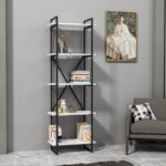 Βιβλιοθήκη Elston μαύρο άσπρο μελαμίνη 60x34x180εκ ed14025 - Image 3