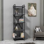 Βιβλιοθήκη Elston μαύρο ανθρακί μελαμίνη 60x34x180εκ ed14027 - Image 3