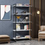 Βιβλιοθήκη Elston μαύρο άσπρο μελαμίνη 90x34x180εκ ed14028 - Image 3