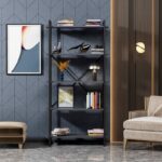 Βιβλιοθήκη Elston μαύρο ανθρακί μελαμίνη 90x34x180εκ ed14031