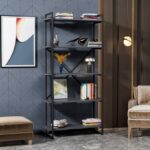 Βιβλιοθήκη Elston μαύρο ανθρακί μελαμίνη 90x34x180εκ ed14031 - Image 3