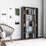 Βιβλιοθήκη Sanborn ανθρακί δρυς μελαμίνη 90x25x163 6εκ ed14035