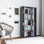 Βιβλιοθήκη Sanborn ανθρακί άσπρο μελαμίνη 90x25x163 6εκ ed14037