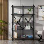 Βιβλιοθήκη Elston μαύρο ανθρακί μελαμίνη 120x34x180εκ ed14041