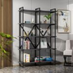 Βιβλιοθήκη Elston μαύρο ανθρακί μελαμίνη 120x34x180εκ ed14041 - Image 3