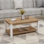 Τραπέζι σαλονιού Larissa άσπρο καρυδί μελαμίνη 90x50x44 8εκ ed14049 - Image 5