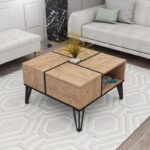 Τραπέζι σαλονιού Nirvana Atlantic Pine μελαμίνη μεταλλικά πόδια 71 8x71 8x43 8εκ ed14052