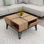 Τραπέζι σαλονιού Nirvana Atlantic Pine μελαμίνη μεταλλικά πόδια 71 8x71 8x43 8εκ ed14052 - Image 4