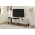 Έπιπλο τηλεόρασης Aris Crystal Γκρι λευκό μελαμίνη 150x35x53cm ed14054 - Image 5