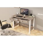 Γραφείο Parisi καφέ λευκό 120x60x76 8cm ed14063 - Image 4