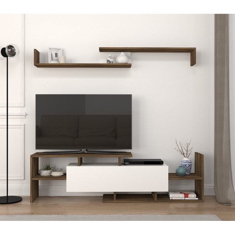 1414_0-800x800 Έπιπλο τηλεόρασης Dream άσπρο καρυδί 153 6x25x42cm ed1414 - Image 1